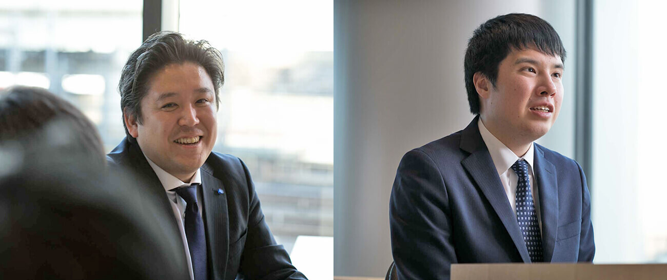 Image Left: Shigeyoshi HIGASHITANAKA(Project Management Division, Development Management Headquarters, NTT Urban Development Corporation) Image Right: Sakutaro IKEMATSU(Accessibility Promotion Office, Sales Department, NTT Claruty Corporation)