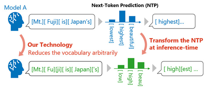 Figure 1. Establishment of an inference technology that enables flexible reduction of the token vocabulary while preserving LLM output characteristics.