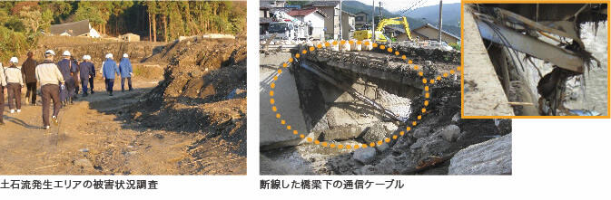 台風等の豪雨による土石流被害 写真