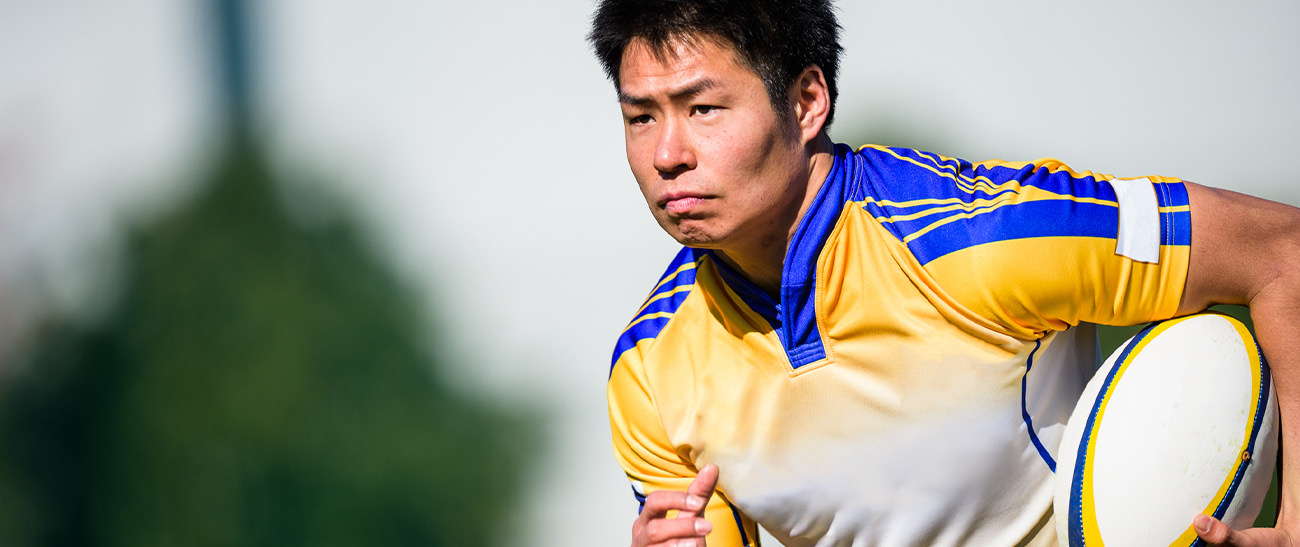 画像：試合中の羽野 一志選手の写真。
