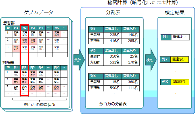 図1. ゲノムワイド関連解析による疾病情報と遺伝子の関連性分析
