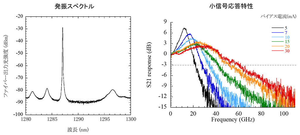 図5 作製した素子の特性（端面からの反射のない素子）