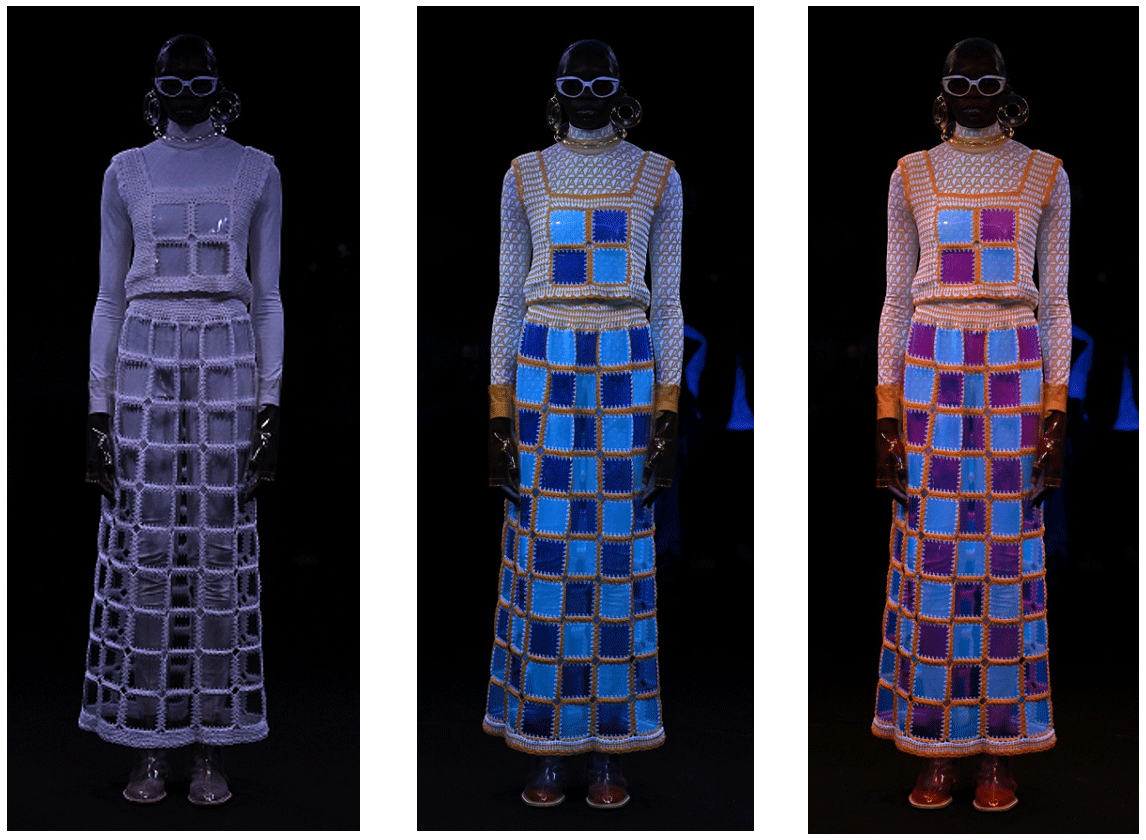 <ANREALAGE SPRING/SUMMER 2024パリコレクションでの演出の様子>