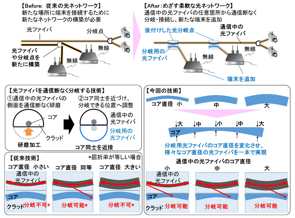 図1. めざす柔軟な光ネットワークと本成果のポイント