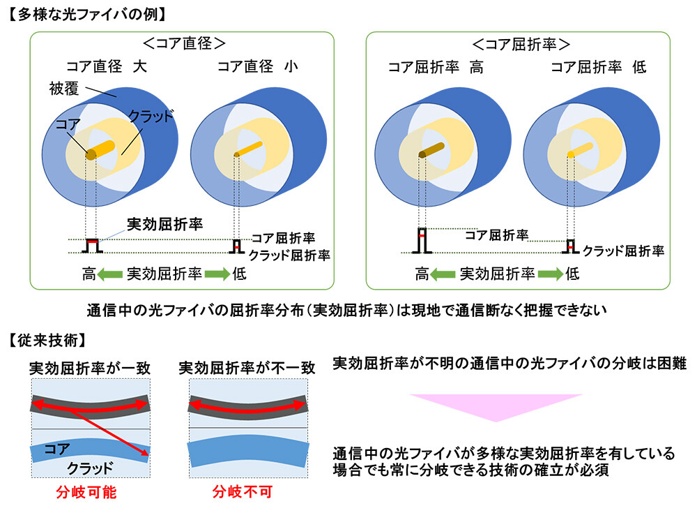 図2. 多様な光ファイバの例と従来技術の課題