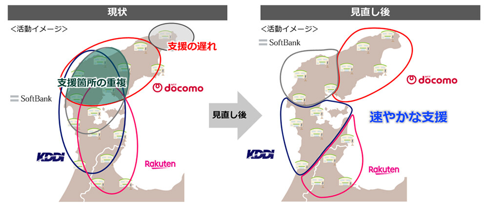 避難所支援のエリア分担のイメージ図