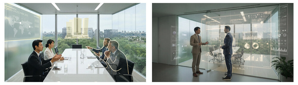 将来的な空間・時間を問わないビジネスシーンイメージ*2。