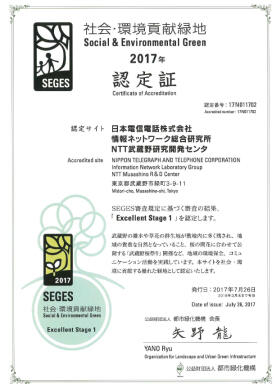 SEGES「そだてる緑」認定証